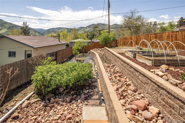 420 Sunshine Pkwy, Golden, CO 80403 - fenced backyard with a garden and a mountain view