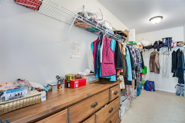 spacious closet with carpet flooring