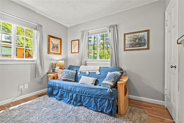 26351 Sheldon St, Kittredge, CO 80457 - living area with plenty of natural light, wood finished floors, and baseboards