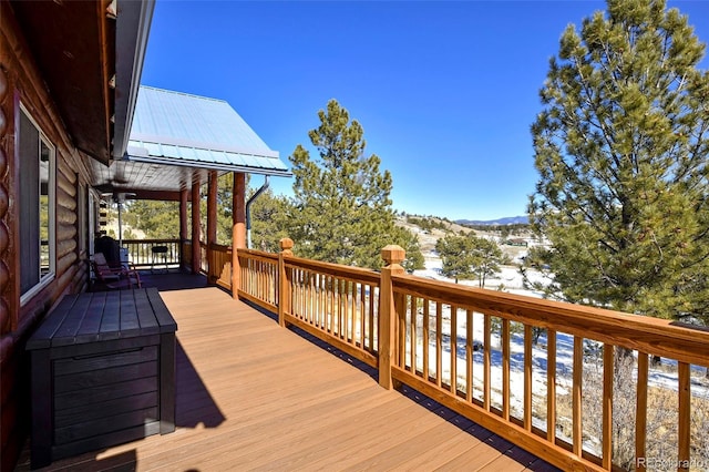 deck featuring a mountain view