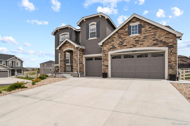 front facade with a garage