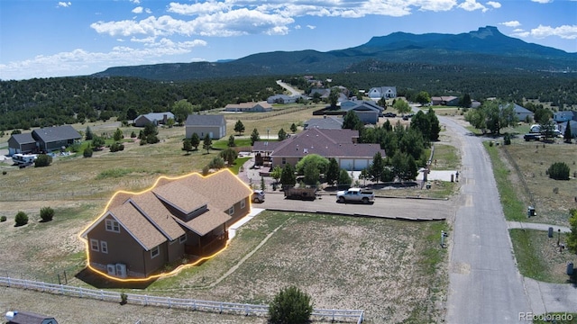 bird's eye view with a mountain view