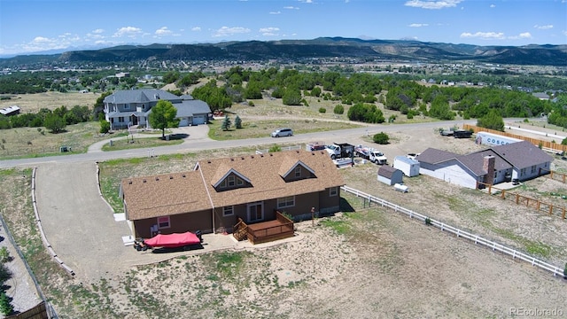 birds eye view of property with a mountain view