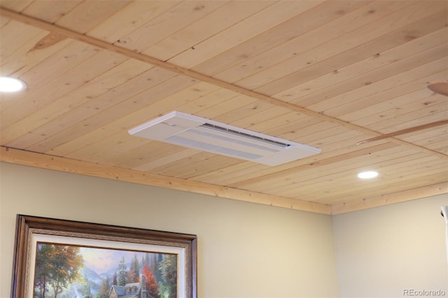 interior details with visible vents, wood ceiling, and recessed lighting