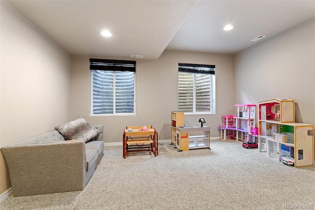 playroom with carpet floors