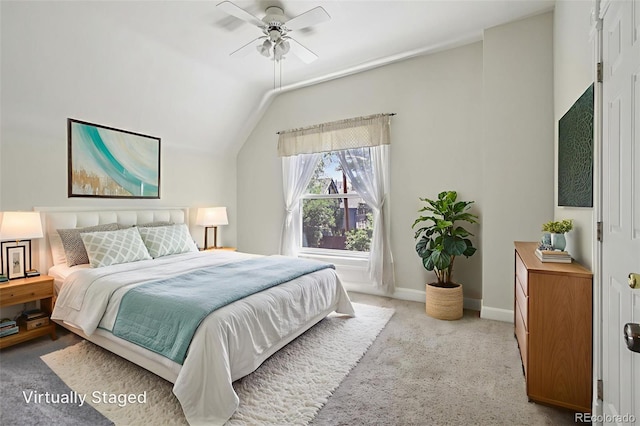 351 Bannock St, Denver, CO 80223 - bedroom with carpet, vaulted ceiling, and a ceiling fan