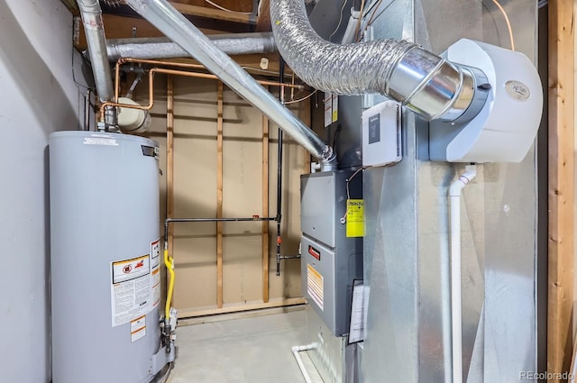 utility room with water heater