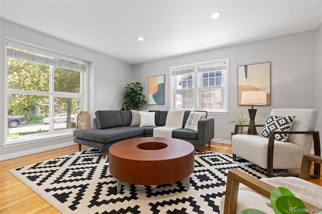 4451 Eliot St, Denver, CO 80211 - living area featuring wood finished floors and recessed lighting