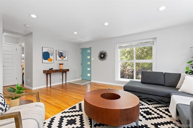 4451 Eliot St, Denver, CO 80211 - living room featuring light wood-type flooring and recessed lighting