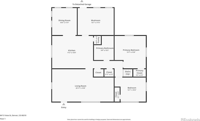 947 S Yates St, Denver, CO 80219 - property floor plan