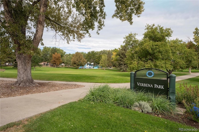 view of community featuring a lawn