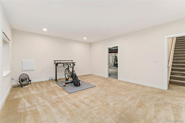 671 Robert St, Longmont, CO 80503 - workout area featuring carpet flooring, recessed lighting, and baseboards