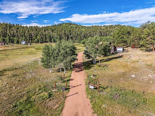 aerial view featuring a rural view