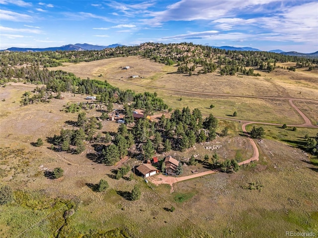 bird's eye view with a rural view and a mountain view