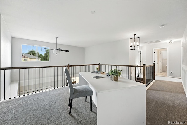 6039 Quay Ct, Arvada, CO 80003 - carpeted home office featuring ceiling fan and a chandelier