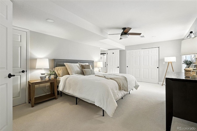 6039 Quay Ct, Arvada, CO 80003 - bedroom with light colored carpet and a ceiling fan