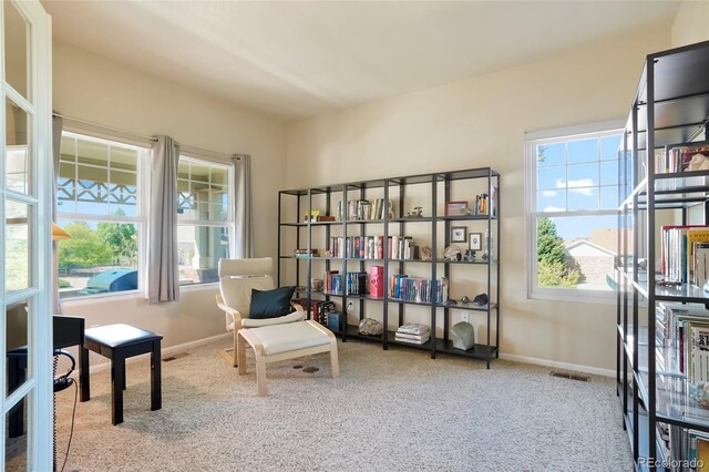 21395 E Greenwood Pl, Aurora, CO 80013 - sitting room featuring carpet floors and baseboards