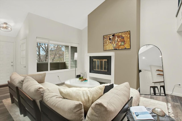 8055 E Colorado Ave Unit 8, Denver, CO 80231 - living area with wood finished floors and high vaulted ceiling