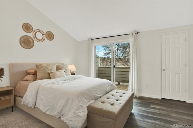 8055 E Colorado Ave Unit 8, Denver, CO 80231 - bedroom featuring access to exterior, lofted ceiling, and wood finished floors