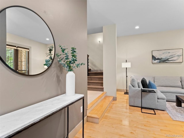 2741 Java Ct, Denver, CO 80211 - living room featuring light wood-type flooring, recessed lighting, and stairs
