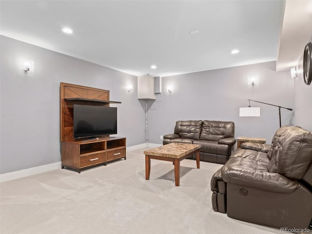2741 Java Ct, Denver, CO 80211 - living area with light colored carpet, baseboards, and recessed lighting