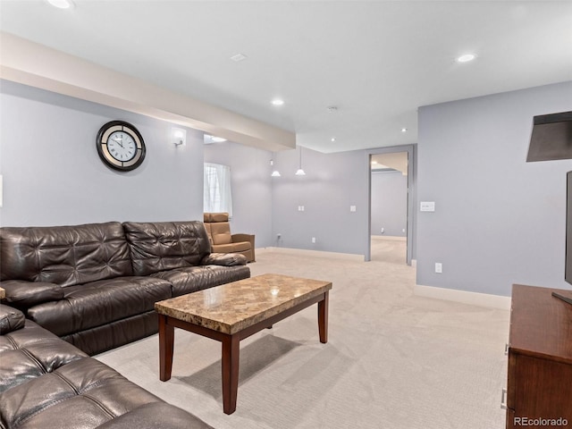 2741 Java Ct, Denver, CO 80211 - living area featuring light colored carpet, recessed lighting, and baseboards