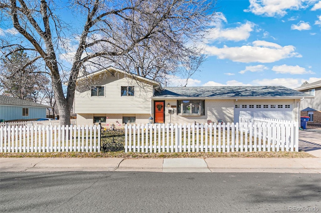 tri-level home with a garage