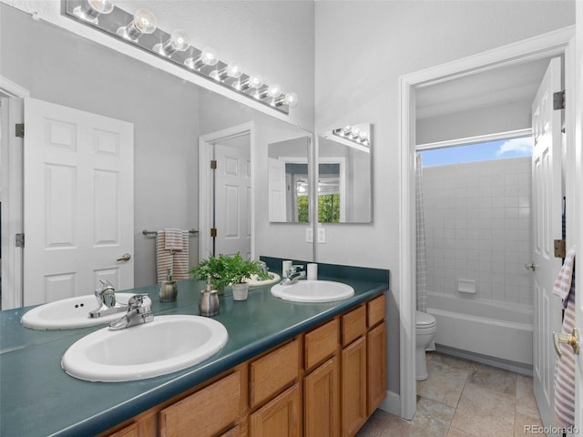 16362 Oakmoor Pl, Parker, CO 80134 - bathroom with double vanity and shower / bathtub combination with curtain