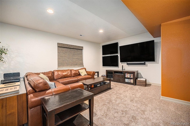 1155 S Balsam St, Lakewood, CO 80232 - living area with baseboards, carpet, recessed lighting, and visible vents