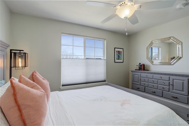 bedroom featuring ceiling fan