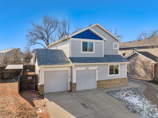 view of front property with a garage