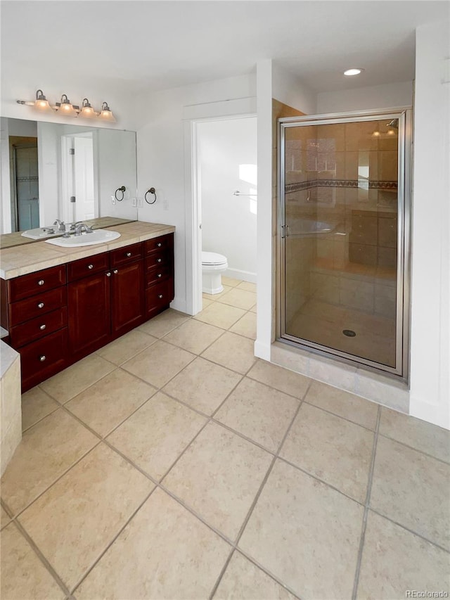 24955 E Roxbury Pl, Aurora, CO 80016 - full bath with vanity, a stall shower, and tile patterned floors