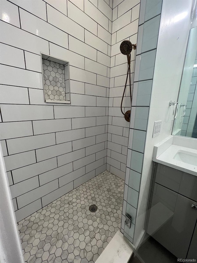 1284 Osceola St, Denver, CO 80204 - bathroom featuring a shower stall and vanity