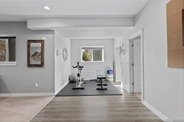5322 Devils Head Cir, Golden, CO 80403 - workout room with baseboards, recessed lighting, and wood finished floors