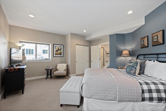 5322 Devils Head Cir, Golden, CO 80403 - carpeted bedroom with recessed lighting, baseboards, ensuite bathroom, and a closet