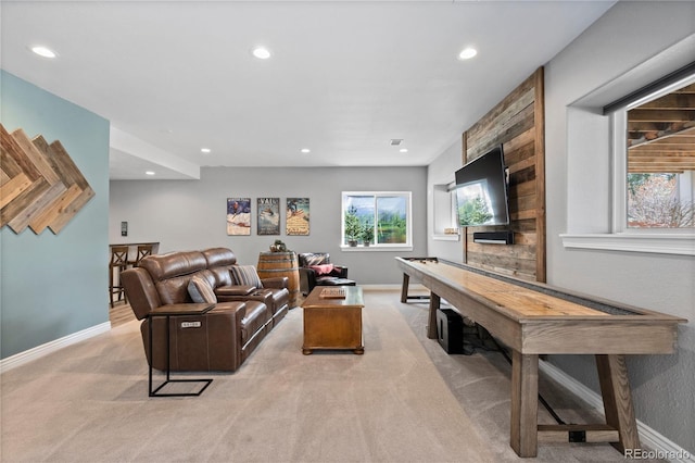 5322 Devils Head Cir, Golden, CO 80403 - living area with light colored carpet, baseboards, and recessed lighting