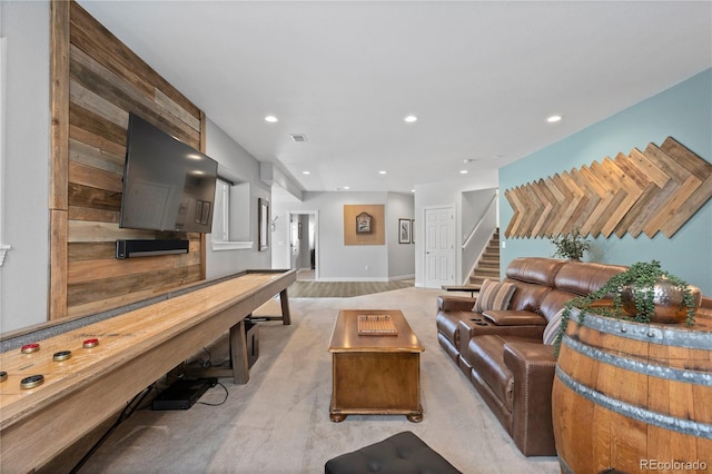 5322 Devils Head Cir, Golden, CO 80403 - living room with stairs, recessed lighting, and baseboards