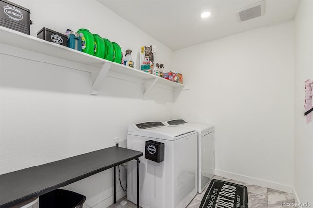 17471 Gandy Dancer Ln, Parker, CO 80134 - laundry room featuring separate washer and dryer and recessed lighting