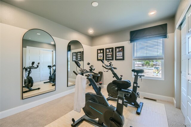6864 Bryant Ct, Denver, CO 80221 - workout area featuring carpet floors, recessed lighting, and baseboards