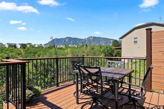 2854 Tenderfoot Hill St, Colorado Springs, CO 80906 - wooden terrace with a mountain view and outdoor dining space
