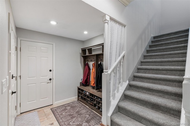 2854 Tenderfoot Hill St, Colorado Springs, CO 80906 - mudroom with baseboards, stone tile flooring, and recessed lighting