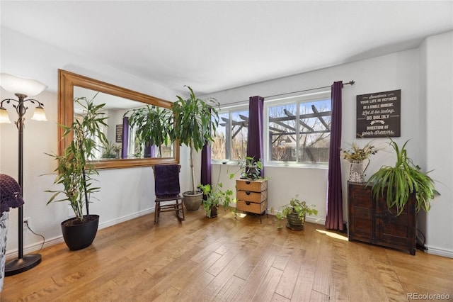 sitting room featuring wood finished floors and baseboards