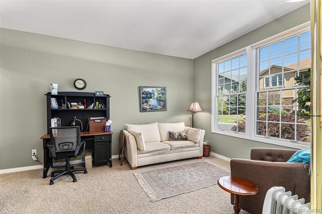 11422 W Cooper Ave, Littleton, CO 80127 - office space featuring light carpet, baseboards, and radiator heating unit