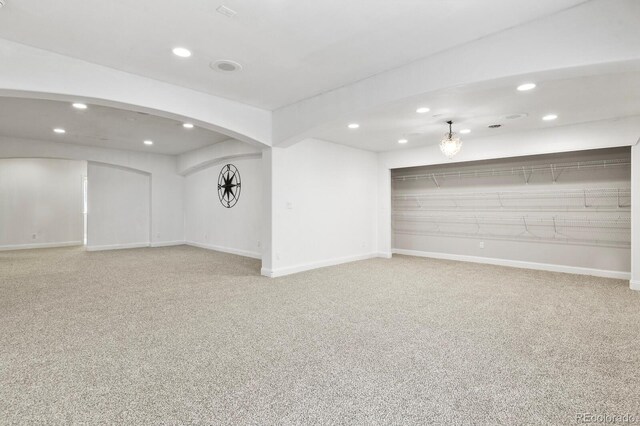 297 N Coolidge Way, Aurora, CO 80018 - below grade area featuring recessed lighting, carpet, and baseboards