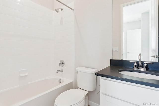 full bathroom with vanity, toilet, and bathing tub / shower combination