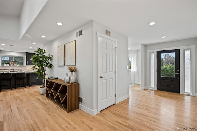 entrance foyer with light hardwood / wood-style flooring