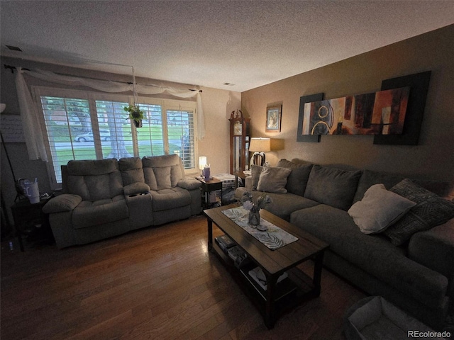 604 S Xenon Ct, Lakewood, CO 80228 - living area featuring a textured ceiling, wood finished floors, and plenty of natural light