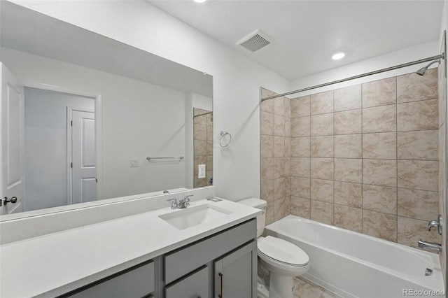 17115 W 91st Ln, Arvada, CO 80007 - bathroom featuring vanity, toilet,  shower combination, and recessed lighting