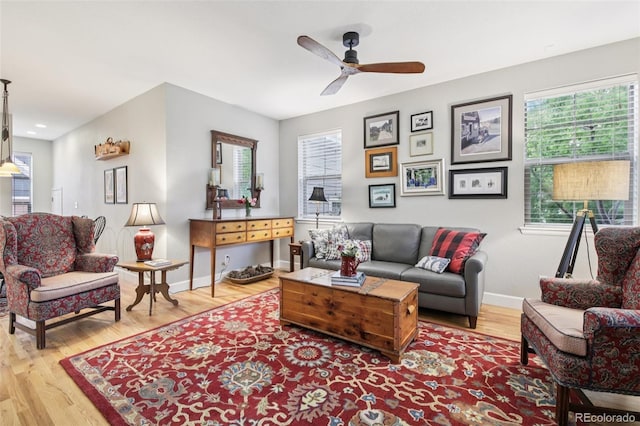 3240 Spruce St, Denver, CO 80238 - living room with a ceiling fan and wood finished floors