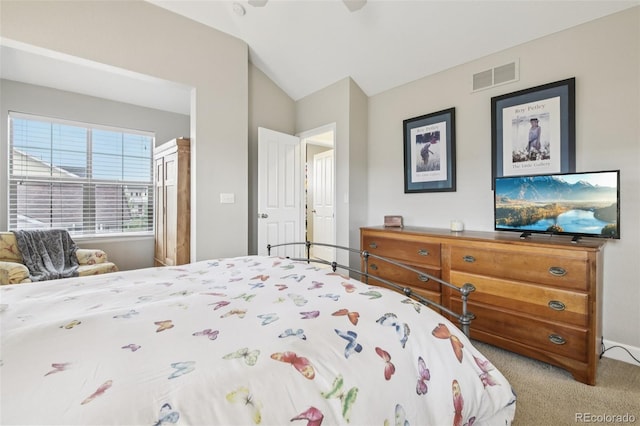 3240 Spruce St, Denver, CO 80238 - carpeted bedroom with ceiling fan and vaulted ceiling